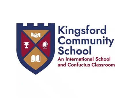 Kingsford Community School Logo Kingsford Community School logo with shield and educational icons