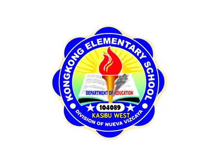 Logo of Kongkong Elementary School in Kasibu, Nueva Vizcaya, Philippines, featuring a torch of knowledge and the Department of Education emblem.