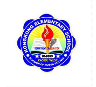 Logo of Kongkong Elementary School in Kasibu, Nueva Vizcaya, Philippines, featuring a torch of knowledge and the Department of Education emblem.