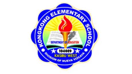 Logo of Kongkong Elementary School in Kasibu, Nueva Vizcaya, Philippines, featuring a torch of knowledge and the Department of Education emblem.