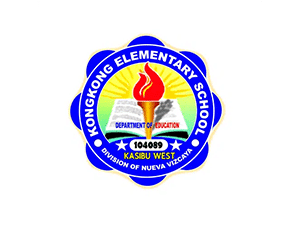 Logo of Kongkong Elementary School in Kasibu, Nueva Vizcaya, Philippines, featuring a torch of knowledge and the Department of Education emblem.