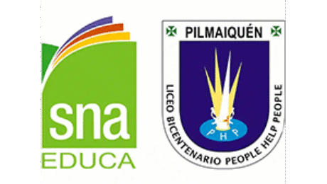 SNA Educa and Liceo Bicentenario People Help People Pilmaiquén logos side by side