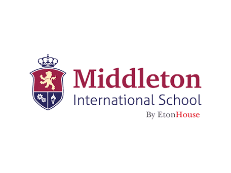 Middleton International School Logo Middleton International School logo with maroon and blue crest featuring lion and crown