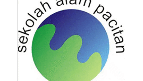 Sekolah Alam Pacitan school logo with blue and green earth-inspired design