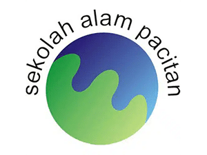 Sekolah Alam Pacitan school logo with blue and green earth-inspired design
