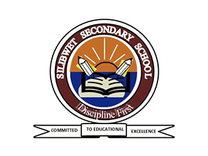 Silibwet Secondary School logo with open book, pencils, and sunrise design