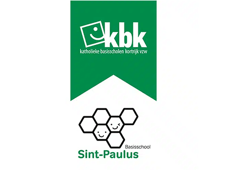 Sint-Paulus Basisschool KBK Logo KBK Sint-Paulus Basisschool logo with green banner and smiling hexagon design
