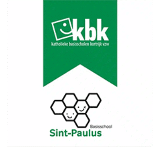 KBK Sint-Paulus Basisschool logo with green banner and smiling hexagon design