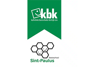KBK Sint-Paulus Basisschool logo with green banner and smiling hexagon design