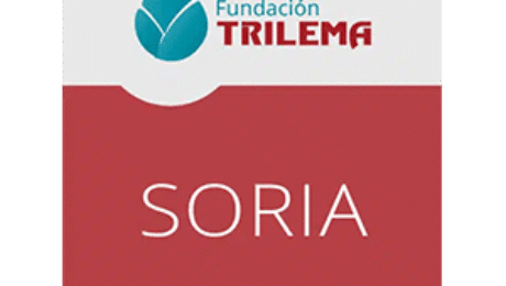 Fundación Trilema Soria logo with blue circular emblem and red background