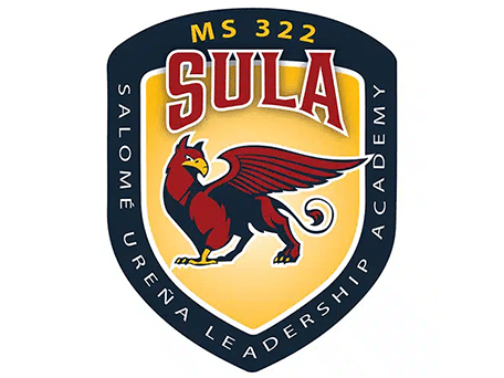 Salomé Ureña Leadership Academy MS 322 (SULA) School Logo – Empowering Students Through Leadership and Community Logo of Community School Salomé Ureña Leadership Academy MS 322 (SULA), featuring a red and gold griffin symbol representing strength, leadership, and unity.