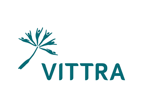 Vittra logo featuring stylized human figures forming a tree-like shape