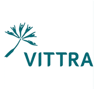 Vittra logo featuring stylized human figures forming a tree-like shape