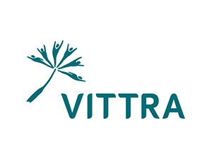 Vittra logo featuring stylized human figures forming a tree-like shape