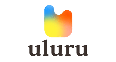 Colourful rounded abstract logo transitioning from blue to orange and yellow above the word Uluru