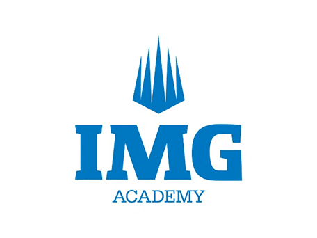 IMG Academy blue logo with stylized crown icon