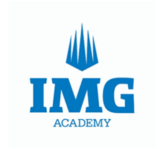 IMG Academy blue logo with stylized crown icon