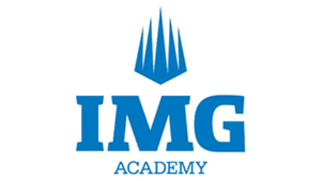 IMG Academy blue logo with stylized crown icon