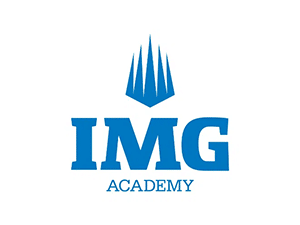 IMG Academy blue logo with stylized crown icon