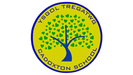 Ysgol Tregatwg Cadoxton School logo with green heart-leaf tree