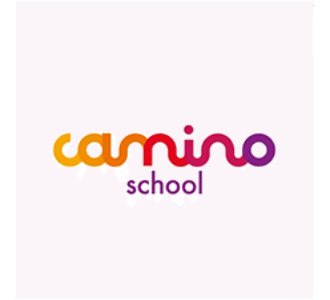 Camino School logo with colourful gradient text