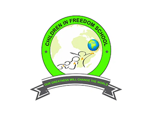 Children in Freedom School logo with globe, children figures, and motto “Our greatness will change the world”