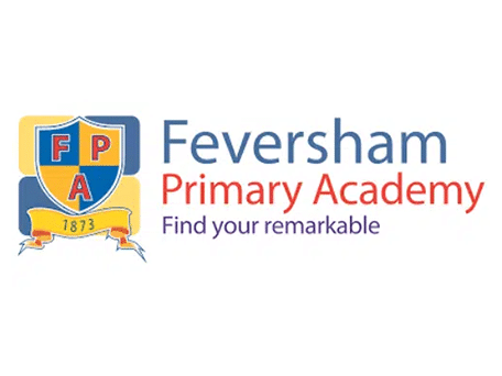Feversham Primary Academy logo with school crest and motto “Find your remarkable”