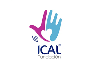 ICAL Fundación logo with pink and blue hands forming a heart