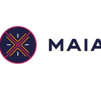 MAIA logo with circular abstract line symbol