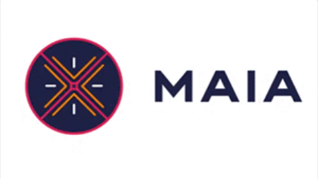 MAIA logo with circular abstract line symbol