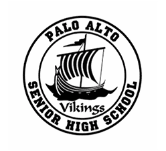 Palo Alto Senior High School Vikings logo with Viking ship