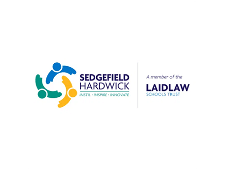 Sedgefield Hardwick school logo with colourful people circle and Laidlaw Schools Trust text