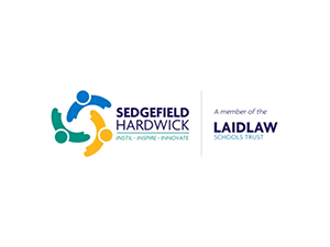 Sedgefield Hardwick school logo with colourful people circle and Laidlaw Schools Trust text