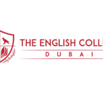 The English College Dubai logo in red with crest emblem