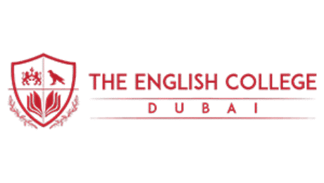 The English College Dubai logo in red with crest emblem