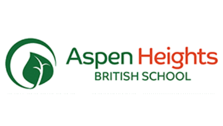 Aspen Heights British School logo with green leaf emblem and text