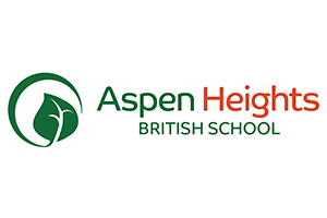 Aspen Heights British School logo with green leaf emblem and text