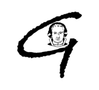 Stylized letter “G” with a portrait illustration.