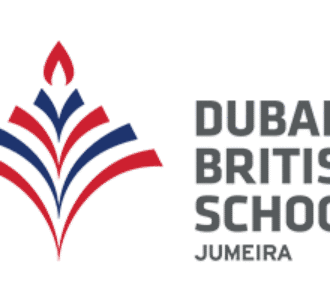 DBS Jumeira Body logo featuring a stylized heart-shaped human figure in red and blue