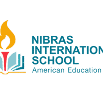 School logo featuring an open book icon in yellow, blue, and red