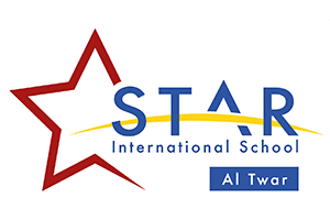 STAR International School Al Twar logo with red star outline and blue text