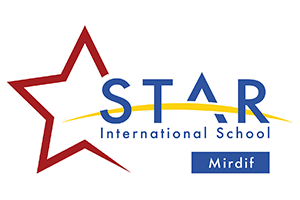STAR International School Mirdif logo with red star outline and blue text