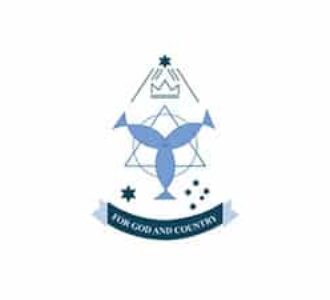 Blue crest with bird and motto “For God and Country”.