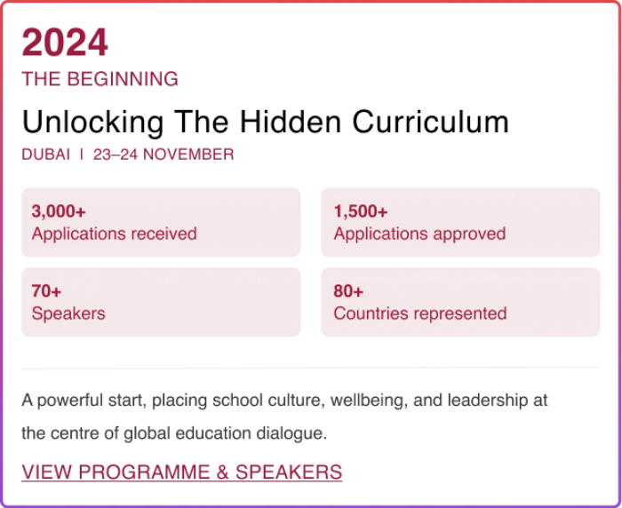 Event summary graphic for the 2024 Global EdTech conference highlighting application numbers, speakers, participating countries, and programme information