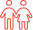 Red icon of a group of people representing community, teamwork, collaboration, or networking