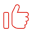 Red thumbs-up icon representing approval, success, positive feedback, or endorsement