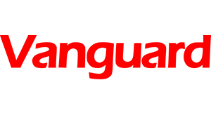 Vanguard logo in bold red typography on a transparent background