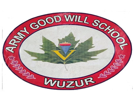 Army Good Will School Wuzur logo featuring a leaf emblem and educational crest representing learning and community development