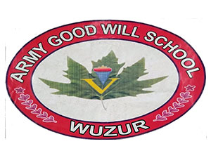 Army Good Will School Wuzur logo featuring a leaf emblem and educational crest representing learning and community development