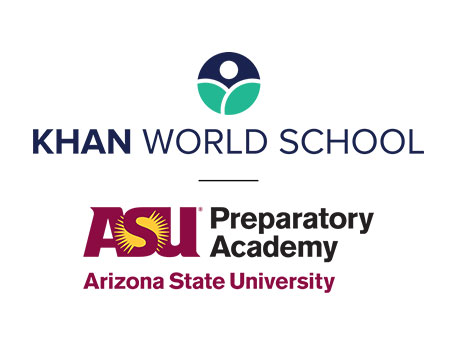 Khan World School and ASU Preparatory Academy logos representing innovative online education and global learning opportunities